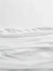 SHEIN Girlism 少女白色露肩褶皱紧身优雅长裙，春夏款 - 白色 - 查看 5