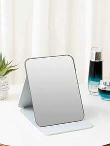 1pc Portable Makeup Mirror, PU Leather , Foldable, Travel Mirror, Suitable For Gifts, Travel Essentials, Makeup Essentials, Easy To Store Christmas, Suitable For Holiday Gifts - White - View 3