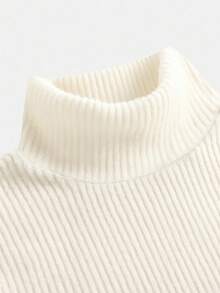 Tween Girls Vit Stickad Polotröja Avslappnad Smal Texturerad Ribbad Figurnära Baslagertopp, Mångsidig För Höst/Vinter - Aprikos - Visa 5