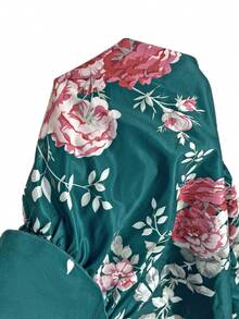 SHEIN VCAY Plus Size Women Floral Print Patchwork Ruffle Off Shoulder Fashion Maxi Dress - Green - View 6