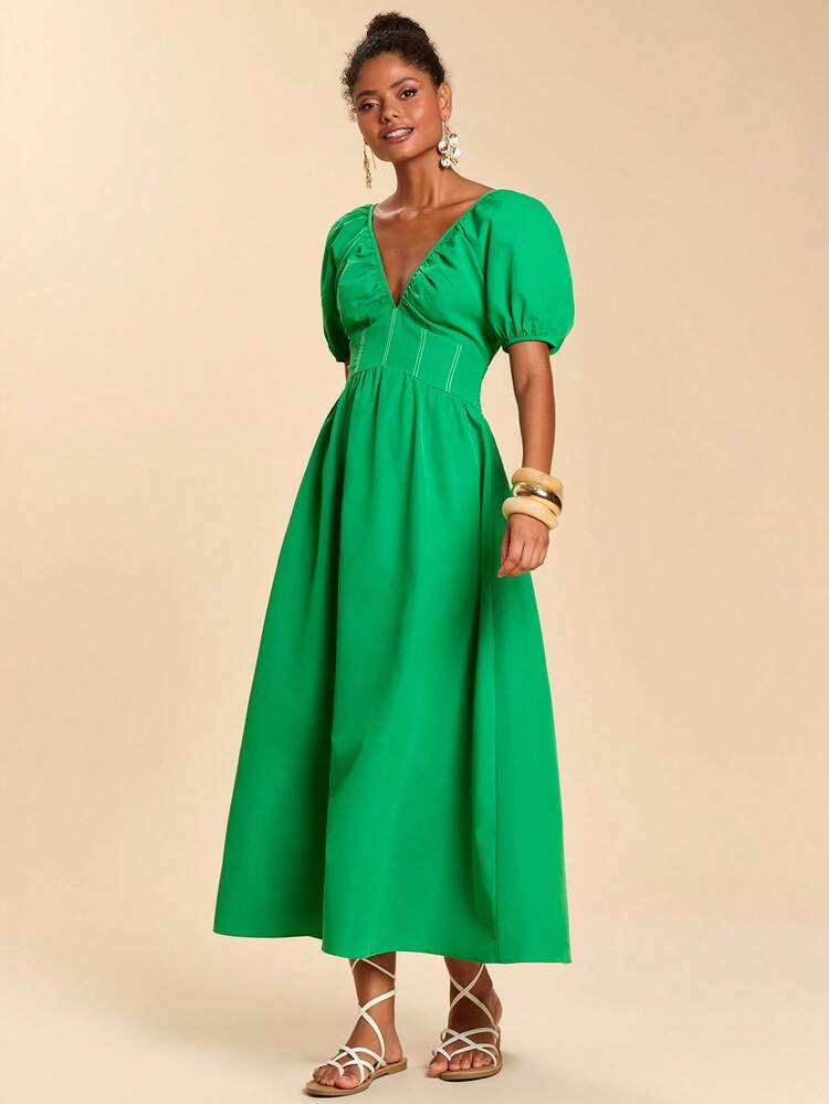bottle green summer dress Taleah Cut Out Maxi Dress Green| Beginning Boutique US 6 main image 1