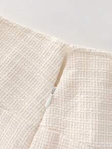 Franclia High Waist Pleated Wool Blend Skirt, Elegant For Women In Spring/Autumn - Beige - View 7