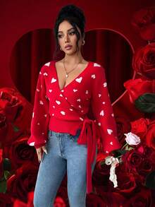 Franclia 新浪漫情人节氛围心形提花百搭时尚休闲女式开衫