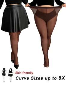 SHEIN CURVE+ 大码酒红色、樱桃红、褐红色透视连体紧身裤，紧身包臀打底裤，连裤袜，修身，纯色，女士基础款，西部风格，夏季，紧身，复活节，春季，狂欢节，情人节，情人节礼物，性感，Y2K，时尚，锐舞派对，音乐节 - 棕色 - 查看 1