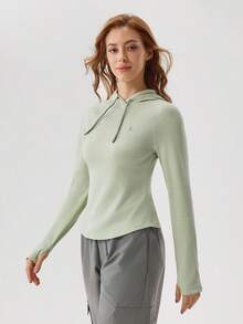 OutZeal Women Winter Thermal Outdoor Sweatshirt Green Daily Casual Long Sleeve With Thumbhole - Green - View 12