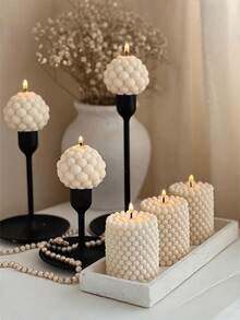 3D Silicone Candle Mold Cylindrical Bubble Round Ball Scented Aromatherapy Plaster Candle Mould DIY Cake Handmade Making Mold - Multicolor - View 5