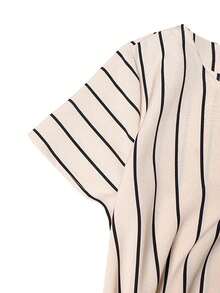 Franclia Blusa Casual de Manga Curta com Amarração e Listras para Mulheres, Blusa com Amarração Frontal Listrada - Damasco - Visão 4