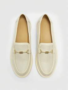 CUCCOO BIZCHIC 女士简约圆头坡跟厚底平底鞋，优雅休闲，舒适百搭，适合工作、通勤、约会、正式场合。 - 糯米白色 - 查看 2