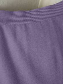 Franclia 新款褶裥拼接针织高腰显瘦A字中长半身裙，休闲女式毛衣裙 - 紫羅蘭色 - 查看 3