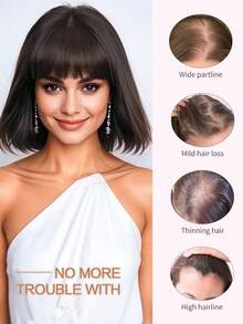 10inch Hair Toppers For Women Real Human Hair Toppers With Bangs 100% Human Hair Toppers For Thinning Hair, 3.2*8.5" Base Hair Topper Hair Pieces - S3 - View 7