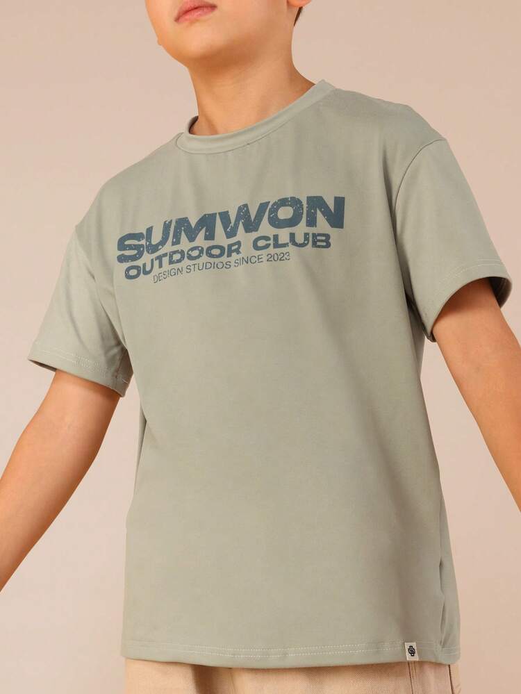 Oversized Graphic Tee With Mountain Print