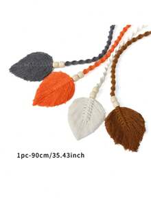 1pc/Set Of Bohemian-Style Curtain Straps, Hand-Woven Colorful Leaf Curtain Decorative Buckles, Curtain Binding Ropes, Home Soft Decoration Hanging Ornaments, Wedding Decor - Multicolor - View 2