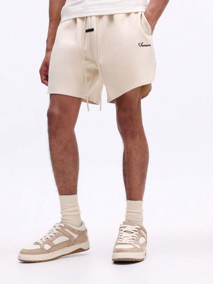 Curve Hem Pull On Shorts With Drawstring