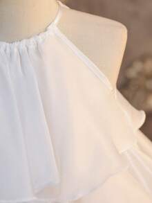 SHEIN Đầm hè organza màu trắng thanh lịch dễ thương cho bé gái/bé gái - trắng - Xem 6