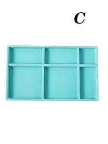 Velvet Jewelry Tray, Large Capacity Jewelry Organizer With Separate Compartments, Stackable Jewelry Display Stand For Earrings, Necklaces, Bracelets, Rings, Hair Clips, Hairbands, Etc. - Blue - View 23