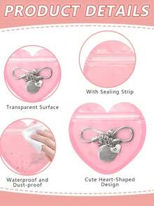 20pcs-Heart Shaped Red Ang Pink Heart Shaped Bag, Resealable Bag, Cute Mini Bag, Valentine's Day Trinket Bag, Clear Resealable Bag, Cute Snack Bag, Business Wedding Birthday Holiday Party Supplies, Valentine's Day Decoration, Valentine's Day Gift Bag,Easter Gift Bag, Mother's Day Decoration, Mother's Day Gift, Mother's Day Gift Bag - Red + Pink - View 3