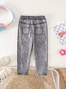 SHEIN 女婴可爱街头时尚印花弹力腰裤 - 彩色 - 查看 9