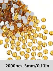 2000颗3-6毫米香槟黄扁平树脂水钻，圆形果冻宝石，适用于制作配饰、鞋子、衣服、化妆品、包包、装饰品等。 - 香檳黃 - 查看 10
