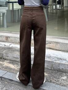DAZY Slant Pocket Jeans - Coffee Brown - View 2
