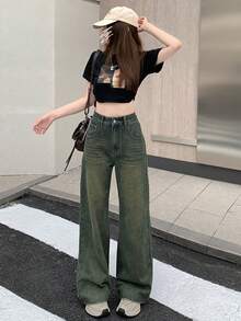 DAZY Women's Loose Casual Distressed Street Style Jeans - Black - View 5