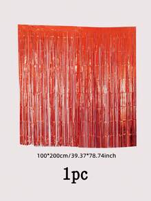 Red Aluminum Foil Fringe Curtains For Metal Photo Booth Background, Metal Wire Curtains Suitable For Wedding, Birthday, Bridal Gifts, And Bachelorette Party Decorations. - Red - View 3