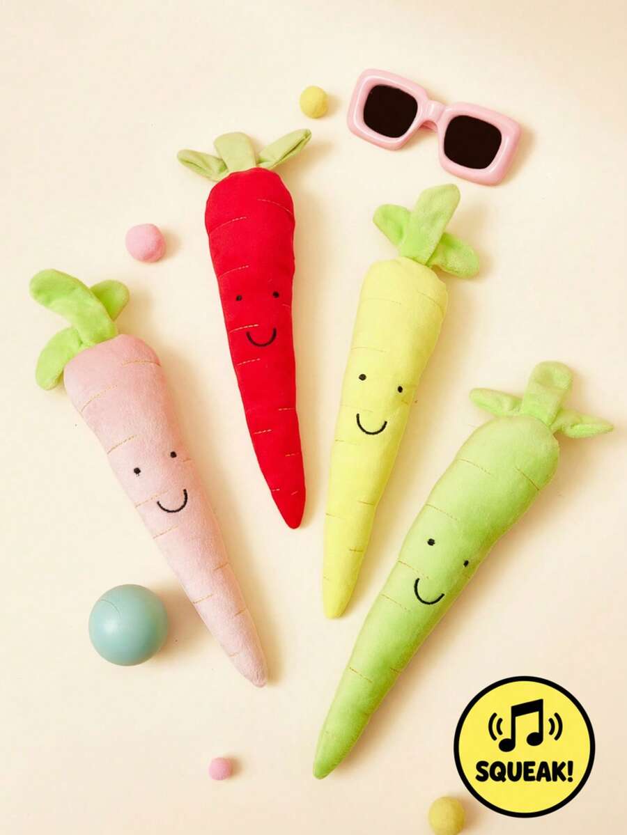 PETSIN Pet Plush Squeaky Toy Dog Durable Chew Toy Cat & Dog Durable Squeaky Toy Yogurt Dog Toy Carrot - Multicolor - View 1