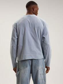 Musero 圆领长袖印花T恤 春夏必备街头风 - 藍色 - 查看 4