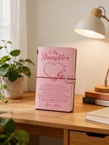 1pc Pink Leather Notebook, Vintage Style Wrap Closure Journal With Creative Design, Portable Travel Diary, Daily Notebook Notebooks For School 2025 Diary - pink - View 4