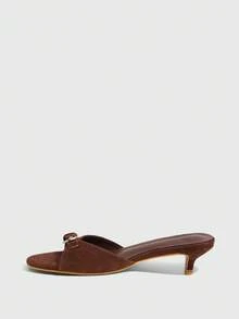 CUCCOO SZL Giày cao gót trơn màu thường ngày dành cho nữ - màu nâu - Xem 5