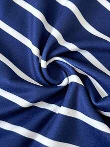 Playful Pals 两件套幼儿男童休闲条纹印花短袖连体衣，适合居家和户外玩耍，春夏款 - 彩色 - 查看 7