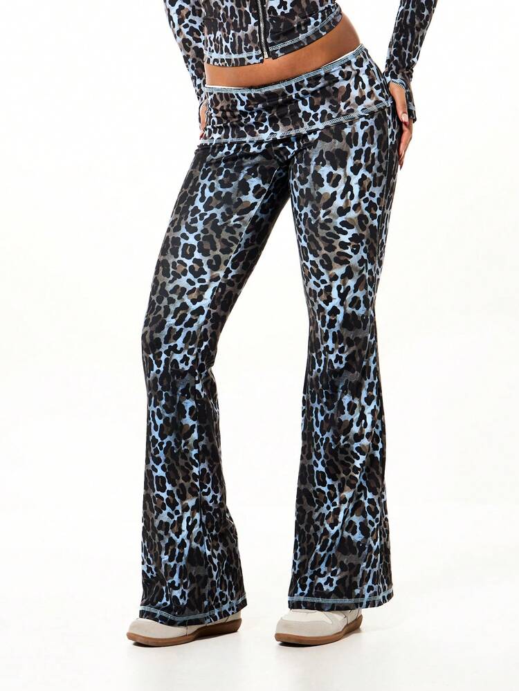 SUMWON WOMEN Leopard Print Flare Pants With Bell Bottom For Valentine's Day