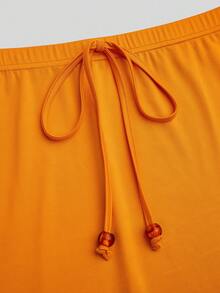 Sweetra Bộ đồ hai mảnh cỡ lớn kiểu dáng nghỉ dưỡng, dây mảnh, vạt đuôi cá, thích hợp cho mùa xuân/hè. - trái cam - Xem 8