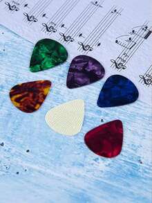 6-50 piezas Púas de guitarra Sailulu de 0,46 mm con patrones aleatorios en caja, púas con diseños de dibujos animados para guitarra, ukelele, bajo y accesorios musicales para actuaciones - Multicolor - Ver 4