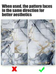 10片0.9平方米白色瓷砖和大理石贴纸，防水防潮铝塑板装饰墙面，装修贴纸可撕贴墙板，墙纸，春季装饰品，让您的家焕然一新，Rama装饰贴纸 - 藍金色 - 查看 8