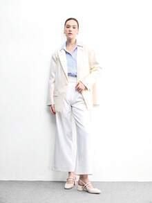 CUCCOO BIZCHIC 女士经典糯米白色PU系带低跟鞋，全球四季必备 - 糯米白色 - 查看 6