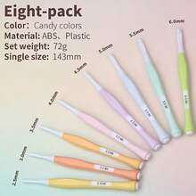 8 Pcs Colorful Crochet Hooks Abs New Resin Candy Soft Handle Crochet Set Comfortable Grip 2-6mm For Fun Crafting Halloween Decor, Back To School Living Room Decor Fall Decor,Christmas Decorations ,Fall Decor,Christmas Decorations Boys Backpack, Halloween, Backpack School. Clear Backpack, School, Halloween Costume. - Multicolor - View 7