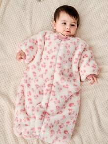 Cozy Pixies 1pc Soft Thick Pink Leopard Print Baby Sleeping Bag, Suitable For Newborns - Multicolor - View 2