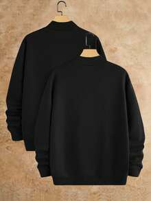 HIMLAND 两件装男士修身高领插肩长袖休闲套头卫衣，适合秋季穿着 - 彩色 - 查看 2