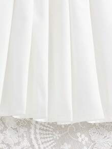 SHEIN 2件套女婴0-3岁休闲优雅Polo衫上衣和百褶裙套装 - 灰色 - 查看 5