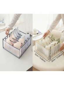 1pc/2pcs White/Grey/Underwear Organizer - 6 Gird Underwear Organizer, Foldable Underwear Divider Organizer, Closet Organizer Divider, Bra Drawer Organizer For Home Use - StyleA - View 2