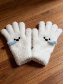 Joivida A Pair Of Winter Gloves, A Cute Snot Puppy, Simple Girl's Wool And Thickened Gloves, Cold-Proof Knitted Gloves, And Long Plush Warm Gloves, Suitable For Winter Commuting Warmth And Cold Protection, Valentine's Day - Multicolor - View 6