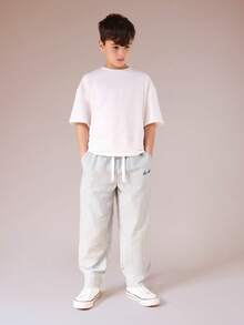 SUMWON Boys Barrel Stripe Drawstring Jogger Pants With Elastic Ankle Cuffs And Side Pockets - Green - View 3