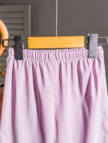 SHEIN 2pcs/Set Young Girl Graphic Print Round Neck Tank Top And Elastic Waist Pants, Casual Outfit Flower Set Summer Outfit Kids Young Girls Clothing Sets Summer - Purple - View 5