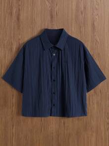 TOKVUE Áo sơ mi nam thêu họa tiết, kiểu dáng thường ngày, đa năng. - màu đen - Xem 6