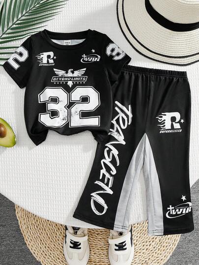 TaviRue Set de 2 piezas de camiseta de manga corta y pantalones cortos informales y holgados con estampado de águila para bebés niños, adecuado para primavera y verano