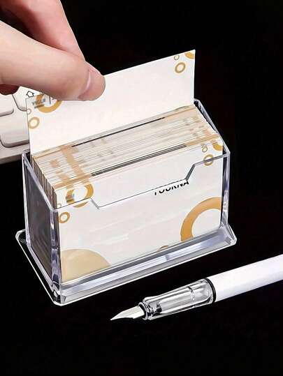 1pc Clear Acrylic Business Card Holder - Sleek, Transparent Display Box For Organizing Cards - Ideal For Office Supplies, Event Decorations, And More, Event Display Box, Modern Card Holder, Plastic Material, Business Card Organizer, Card Holder
