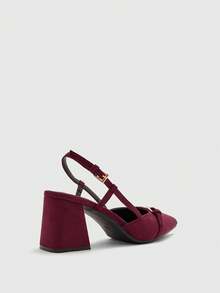 CUCCOO BIZCHIC Damen klassische burgunderrote Spitze Mittlerer Absatz Slip-On Pumps, vielseitig für Pendeln, Date, Party, Urlaub, Hochzeit zu Weihnachten - Kirsche burgunderrot - Übersicht 9