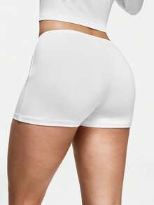 SHAPORA Quần short ngủ nữ màu trơn, cạp chun. - trắng - Xem 3