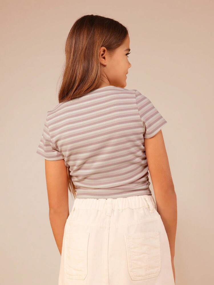 Striped Short Sleeve Henley Top