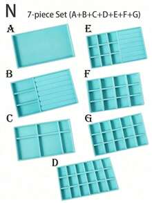 Velvet Jewelry Tray, Large Capacity Jewelry Organizer With Separate Compartments, Stackable Jewelry Display Stand For Earrings, Necklaces, Bracelets, Rings, Hair Clips, Hairbands, Etc. - Blue - View 31